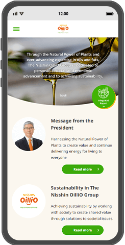 日清オイリオ様 サステナビリティサイトの翻訳・ローカライズ スマホ表示